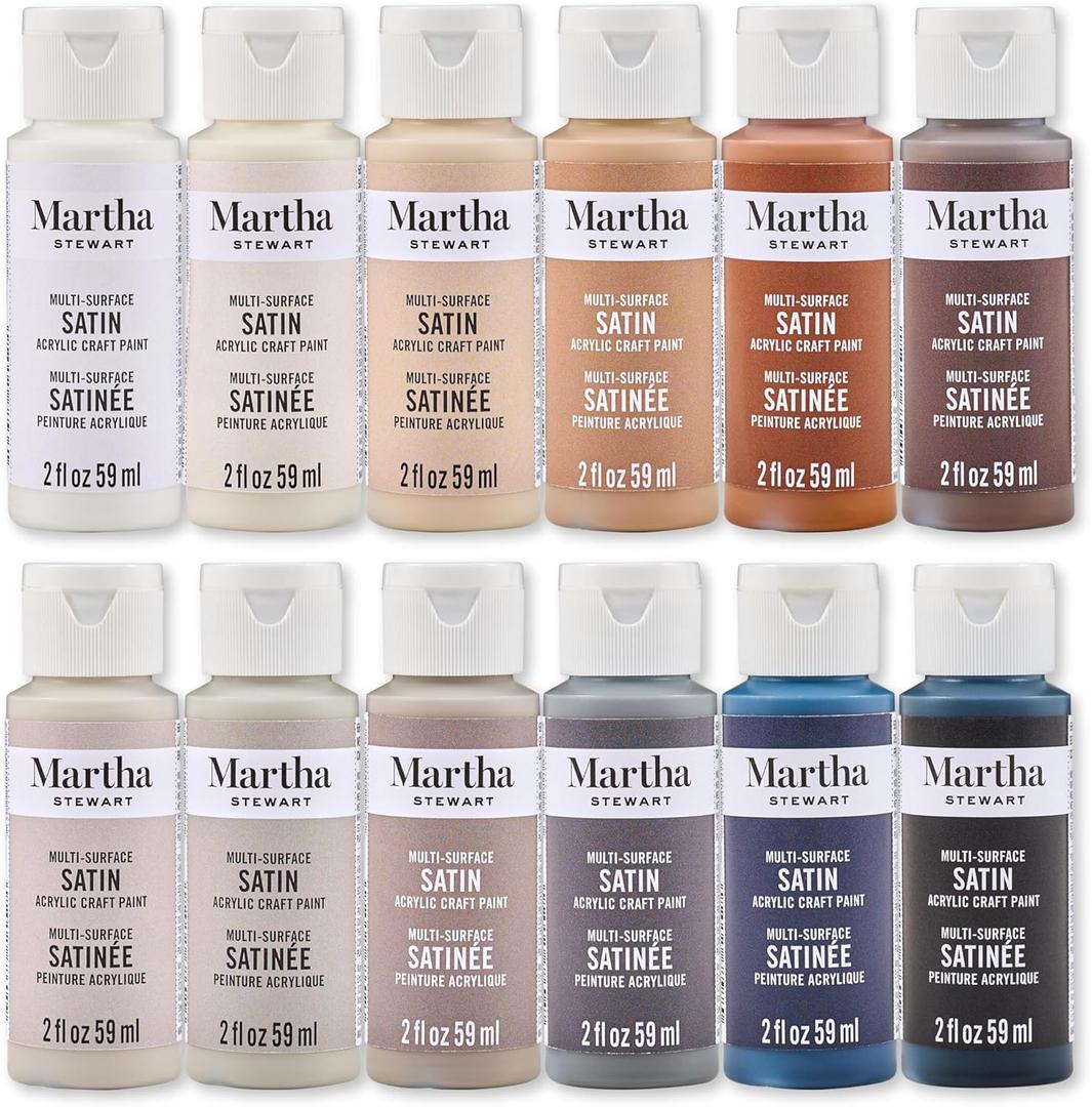 Martha Stewart, Multi-Surface Satin 12 pc Paint Set, Elevated Neutrals