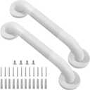 Shower Grab Bar, 2 Pack 12 Inch White Bathroom Grab Bar, 1.25" Diameter 304 Stainless Steel Anti-Slip Grab Bars for Bathtubs and Showers, Handicap Shower Grab Bar for Seniors Elderly