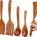 Wooden Spoons for Cooking, Excellent Wooden Kitchen Utensil Set (5pcs)