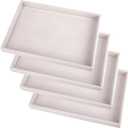 4 Pcs 13.8" x 9.5" Velvet Jewelry Tray Jewelry Display Tray, Stackable Empty Plate Trays for Earrings Necklaces Bracelet Rings Display Showcase - Beige