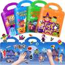 4 Sets Halloween Reusable Sticker Books for Toddlers 1-3, Activities Books Crafts for Kids 2-4, Removable Jelly Stickers for Girls Boys 3-5, Travel Toys Holiday Gifts Halloween Basket Stuffers