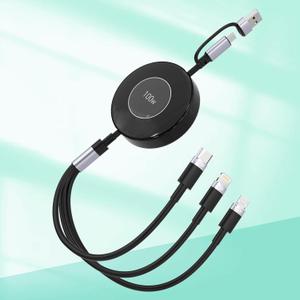 USB C Retractable Multi 5-in-1 USB A/Type C to Lightning+USB C+Micro iPhone Charging Cable,100W+27W+10W PD Fast Multiple Charger Cord for iPhone 15 14 13 12/Samsung S23/iPad Pro/MacBook-Black