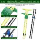 3 Pcs Sliding Gauge Measuring Tool Aluminum Expanding Sewing Gauge Button Guide Spacing Device 5-in-1 Quilting Ruler Measuring Tool Set for Crafting Sewing Beginner Supplies