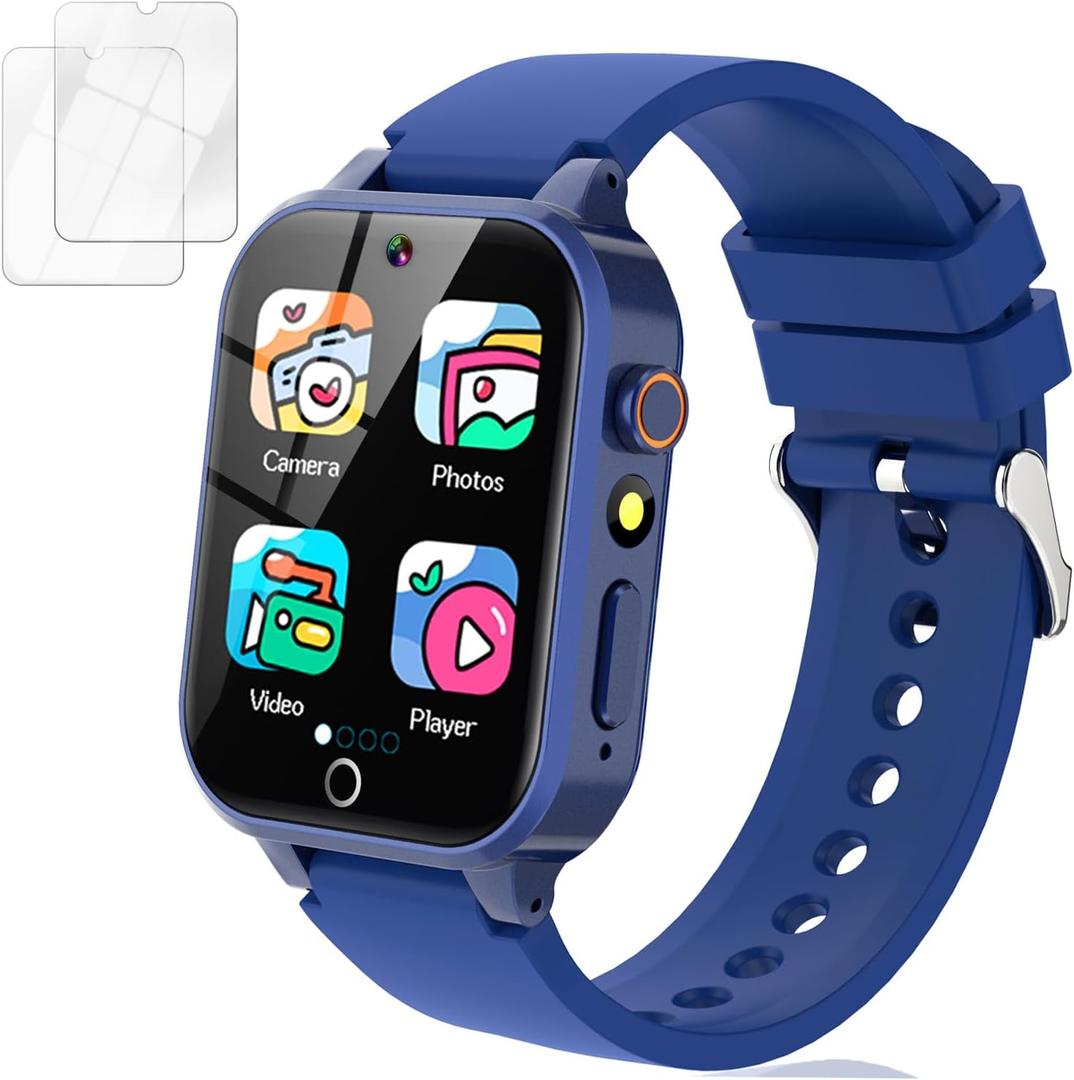 Vakzovy Smart Watch for Kids with 39 Puzzle Games HD Camera MP3 Player Audiobook Video Pedometer Habit Tracking Learn Card Flashlight Kids Smart Watch Boys Gift for 5-12 Year Old Boys Toys