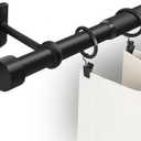 1 Inch Curtain Rods for Windows, 32 to 120 Inch Black Rustic Curtain Rod Set, Modern Design Drapery Tubes with Brackets Room Divider, For Indoor and Outdoor