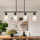 32inch 4-Light Black Simplicity Bar Island Lights Hanging for Kitchen