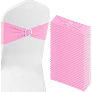 Pink Chair Sashes 100 Pack Spandex Stretch Chair Band Sashes with Buckles for Folding Chairs Wedding Party Reception Baby Shower Events Banquet Decorations