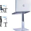 Adjustable Laptop Stand, Tall, Strong, Airflow, Suitable for 13.3-17.3 Inch Laptops, Lift Screen to Eye Level for Video Conferences (Grey)