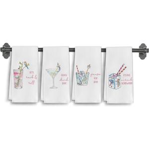 Mahjong Cocktail Kitchen Towels, Mahjong Gifts for Women Dish Tea Towel,Cocktail Lovers Gifts Decorative Towels for Kitchen Decor,Set of 4,16X24 Inch