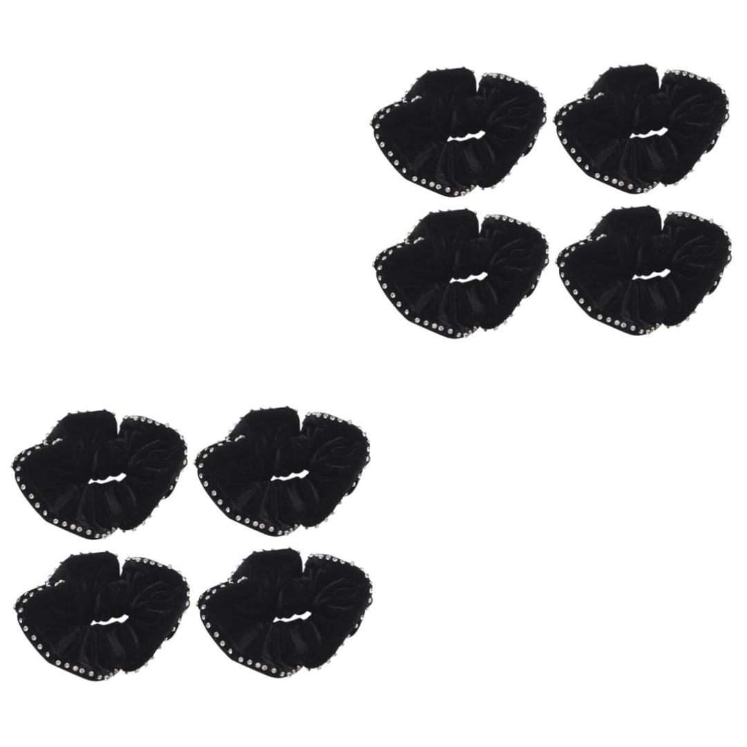 NOLITOY 8pcs Long Use Simple Design Fashion Hair Ties Ponytail Holders Crystal Hair Rings for Women (1 Count (Pack of 1), Blackx2pcs)