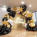 Black and Gold Balloon Garland Arch Kit, 185Pcs Explosion Star Black White Metallic Gold Confetti Latex Balloons for Birthday Anniversary Wedding Engagements Baby Shower Party Decorations
