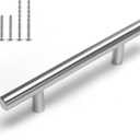 homdiy 96mm Cabinet Handles Drawer Pulls - HD201SN Cabinet Hardware Brushed Nickel Cabinet Pulls 5 Pack Modern Cupboard Handles for Kitchen Cabinets (3-3/4in hole centers)