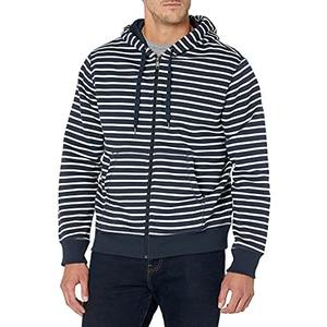 Amazon.com: Amazon Essentials Men's Full-Zip Fleece Hoodie (Available in Big & Tall), Navy White Stripe, Large : Clothing, Shoes & Jewelry