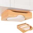 10-inch Paper Plate Dispenser Under Cabinet, Bamboo Paper Plate Holders, Kitchen Counter Vertical Plate Dispensers Holders Countertop Caddy(For 10-inch Plates, Bamboo)