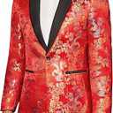 COOFANDY Men's Floral Tuxedo Jacket Luxury Embroidered Stylish Suit Blazer Jacket for Wedding Party Dinner, XL