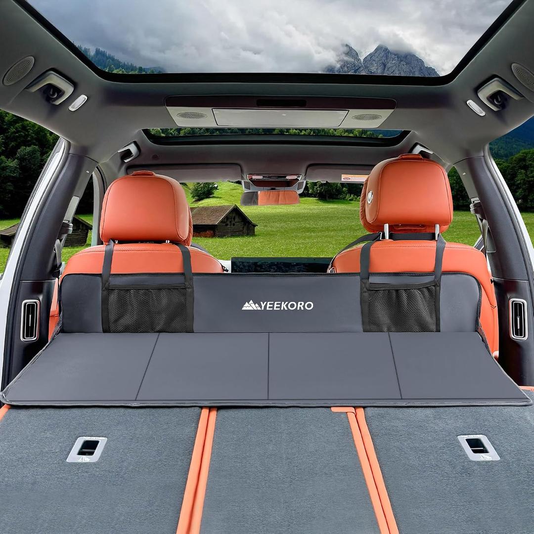 Car Rear Seat Mattress Extension Plate, Foldable Car Back Seat ExtenderPortable Mattress for Sleeping, Increase Travel Trunk Space and Car Bed Camping Space for Cars, SUV, Model Y/3, Full