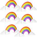 WILLBOND 6 Pieces Rainbow Honeycomb Paper Centerpiece Rainbow Party Table Decoration Cloud No Crease Converting Centerpieces for Tables Christmas Birthday Party