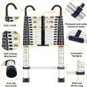 RIKADE Telescopic Ladder, 12.5 ft Aluminum Telescoping Ladder with Non-Slip Feet and Stable Hook, Portable Extension Ladder for Household and Outdoor Working, Max Load 330 lb, Aluminum