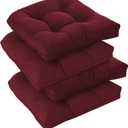 downluxe Outdoor Chair Cushions Set of 4 for Patio Furniture, Water Resistant Tufted Overstuffed Patio Furniture Cushions, Thick Outdoor Seat Cushion, 19" X 19" X 5", Burgundy