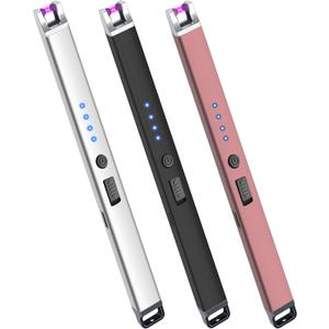 3 Pack Electric Candle Lighter USB Rechargeable Lighters Windproof Plasma Arc Lighters Flameless Type C Long Lighter with Safety Switch for Candle BBQ Camping Birthday Fireworks