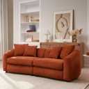 Chikafusa 87 in. Round Arm Cloud Curved Velvet 3-Seater Sofa, Orange-Red