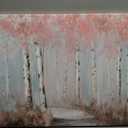 Botanical Wall Art for Girls Room Pink Tree Wall Decor Plant Pictures Wall Art Bedroom Decor for Women Graffiti Wall Paintings Living Room Home Decoration 20"x 40"