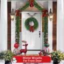Christmas Wreaths Outdoor Realistic 24 Inch Large Artificial Winter Greenery Pine Cedar Wreaths for Windows Xmas Holiday Home Table Mantle Yard Staircase Wall Door Porch Hanging Decor Outdoor Indoor