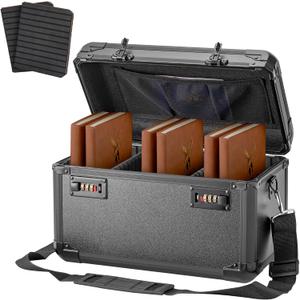 LOCKCURX Aluminum Alloy Lock Box with Code, Lockable Storage Box for Medicine, Cash, Phone & Valuables – Childproof, Portable & Durable – 13.6 x 8.3 x 7.8 Inch Black– Home, Office, School Use