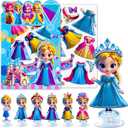 Magnetic Dress Up Dolls for Girls, Princess Cute Magnet Dolls Dress Up Kits, Travel Game Car Road Trip Airplane Activity Toys Birthday for Toddler Girls Ages 3 4 5 6 7 8 (Blue)