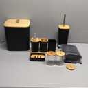 Bathroom Accessories Set - Black Bathroom Set, 22PCS Bathroom Accessory Set, Functional Shower Curtain Set withTrash Can, Toilet Brush Holder Set & Soap Dispenser for Home Decor