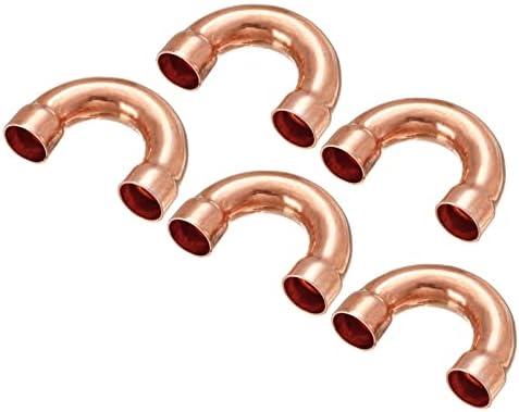 MECCANIXITY U Shape Elbow 180 Degree Copper Pipe Fitting Sweat Welding Solder Connection 12.7mm or 1/2" ID for HVAC, Air Condition Refrigeration System Pack of 5