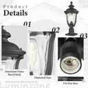 Outdoor Post Lights, Modern Exterior Lamp Posts Light Fixtures, Waterproof and Anti-Rust Aluminum Outside Pole Latern for Porch Patio Garden, Water Ripple Glass Lamp Shade, Black Finish