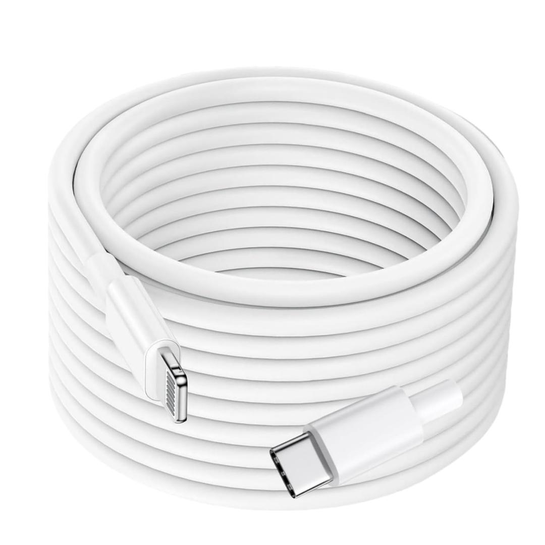 for USB C to Lightning Cable 15FT/5M 1 Pack MFi Certified 27W PD Fast Charging Extra Long iPhone Charger Cord Compatible with iPhone 14/13/12/11 Pro Max/XS MAX/XR/SE/8/ipad/7/6 Plus (White)