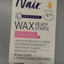 Nair Hair Remover Wax Ready Strips, Face and Bikini Hair Removal Wax Strips, Orchid and Cherry Blossom Extracts, Dermatologist Tested, Plus 4 Non-Flushable Post Wipes, 40 Count