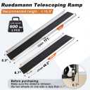 Ruedamann 7FT x 8.3" Adjustable Wheelchair Ramp with Handle, Telescoping Portable Wheelchair Ramp for Home Steps, 600lbs Capacity, Non-Skid Lightweight Scooter Ramp for Van, MPV, Caravan 2Pcs