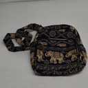 Coton Pose Women sling bag Elephant canvas large boho backpacks bohemian Crossbody bag (Black)