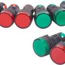 Othmro 8Pcs LED Indicator Pilot Light, AD16-22DS, 220V DC, 22mm Hole Dia Signal Indicator Dash Light, Plastic Shell Red Panel Mount Signal Pilot Dash Directional Light