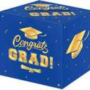 5 x Graduation Decorations 2026 Card Box, Blue Gold Congrats Grad Paper Gift Crad Boxes Holder for Class of 2026 Graduation Party Decoration Supplies Table Decor Favors Props Decor, 9 x 9 x 9 inches