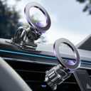 LISEN for MagSafe Car Mount [2026 Strong Magnets] Magnetic Phone Holder for Your Car [Vent&Dash] Magnet Cell Phone Holder Mount Cradle Car Accessories Kits for Men Women Purple (1Pack)