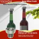 Wine Vacuum Pump and 4 Stoppers with Vacuum Detection Function, Wine Pump Vacuum Stoppers with Date Record, 30-Day Freshness, Reusable Wine Savers Vacuum Pump, Wine Air Remover Pump