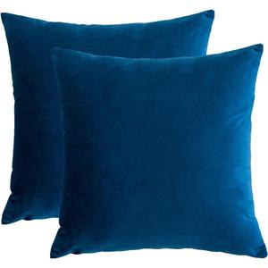 RainRoad Velvet Decorative Throw Pillow Covers Cushion Cover Pillow Case for Sofa Couch Bed Chair,Soft Square Royal Blue Throw Pillows 18x18 Inch,Set of 2