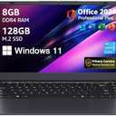 RIANIFEL Laptop Computer with MS Office 2024, 14.1 inch HD Display, 8GB RAM/128GB SSD, N5095 Quad Core Processor Notebook PC, Support 2.4G/5G Hz WiFi, BT