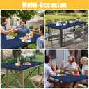 Spotjoy Rectangle Table Cloth, Waterproof Elastic Fitted Tablecloth for 5 Foot Folding Tables, Washable Polyester Tablecloths for Picnic, Camping, Outdoor (Navy Blue, 30"x60")