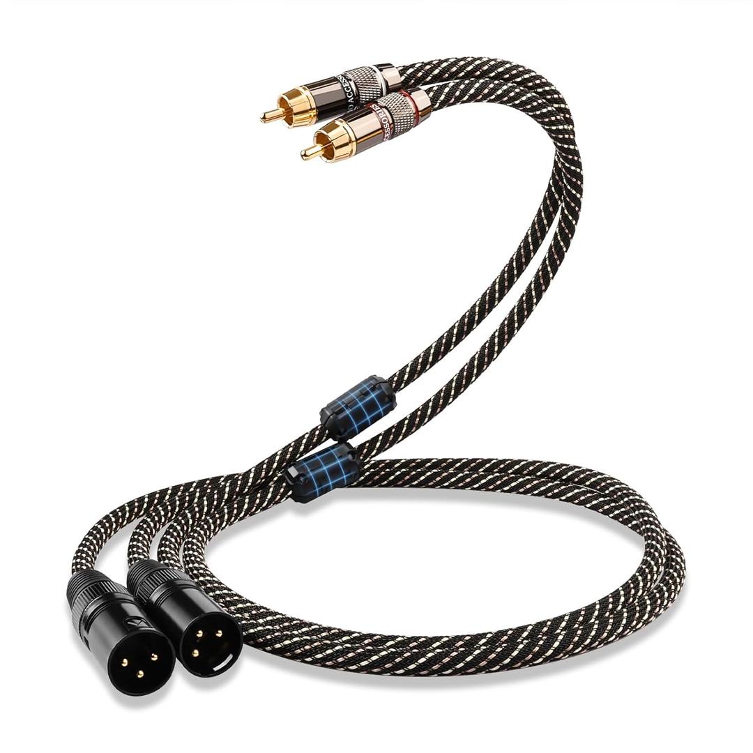 Audiophile 4.92ft HiFi Audio CableRCA Male to XLR Male,2Pack,4N OFC Core,Gold-Plated Plug,Nylon Braid,Subwoofer Cable,Compatible with CD Player,Amplifier & HiFi Audio Systems(4.92ft/1.5m)