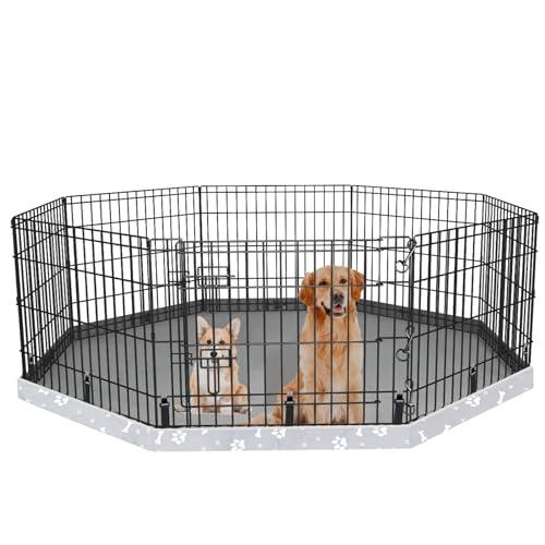 Dog Playpen Bottom Pad Fits for 24 Inch 8 Panels Regular Octagon Metal Exercise Pet Playpen, Dog Crate Pad Puppy Playpen Pad. (Note: Playpen Not Included) -Gray
