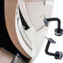 KUMGROT 2 Pcs Stainless Steel Handrail Bracket Glass Staircase Hand Rail Heavy Duty Wall Mounted Bracket for 6-16mm Thickness Glass, Curved Type,Black