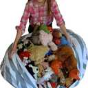 Zerodeko Children Toys Storage Bag with Zipper Extra Large Toy Storage Organizer Lightweight and Portable for Kids' Play Mat and Picnic (Medium, As Shown)