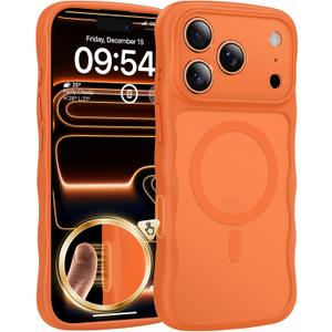 TAURI for iPhone 17 Pro Max Case for Women Girl,with Camera Control, [Compatible with Masafe], Wave Phone Case for iPhone 17 ProMax 6.9", Orange