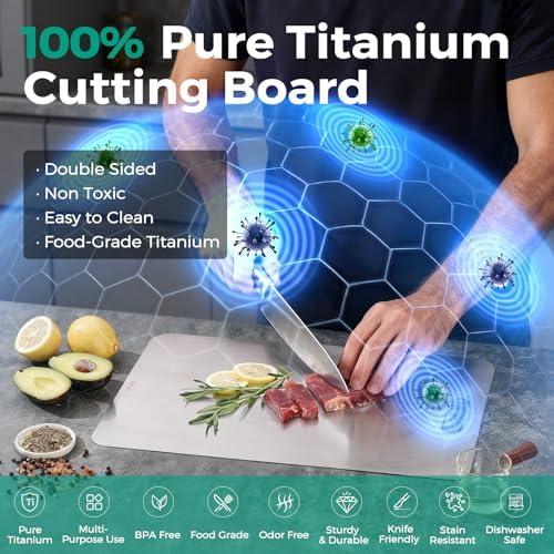 Titanium Cutting Board - Upgraded 100% Pure Titanium Cutting Boards for Kitchen (1PC 9x13.5 Inch)