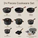 CAROTE 24Pcs Nonstick Kitchen Titanium Cookware Sets, Non stick Pots and Pans set, Induction Cookware Set Black